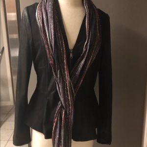 NEIMAN MARCUS two tone leather blazer